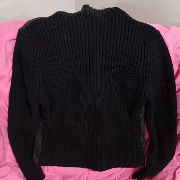 Vtg Y2K Maurice Sasson Leather Knit Jacket Large Streetwear Edgy Rocker Chic 00s - Picture 3 of 6